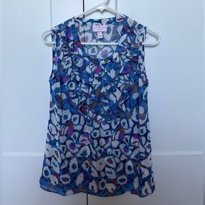 NWOT Matthew Williamson sleeveless blouse blue ruffles Size S